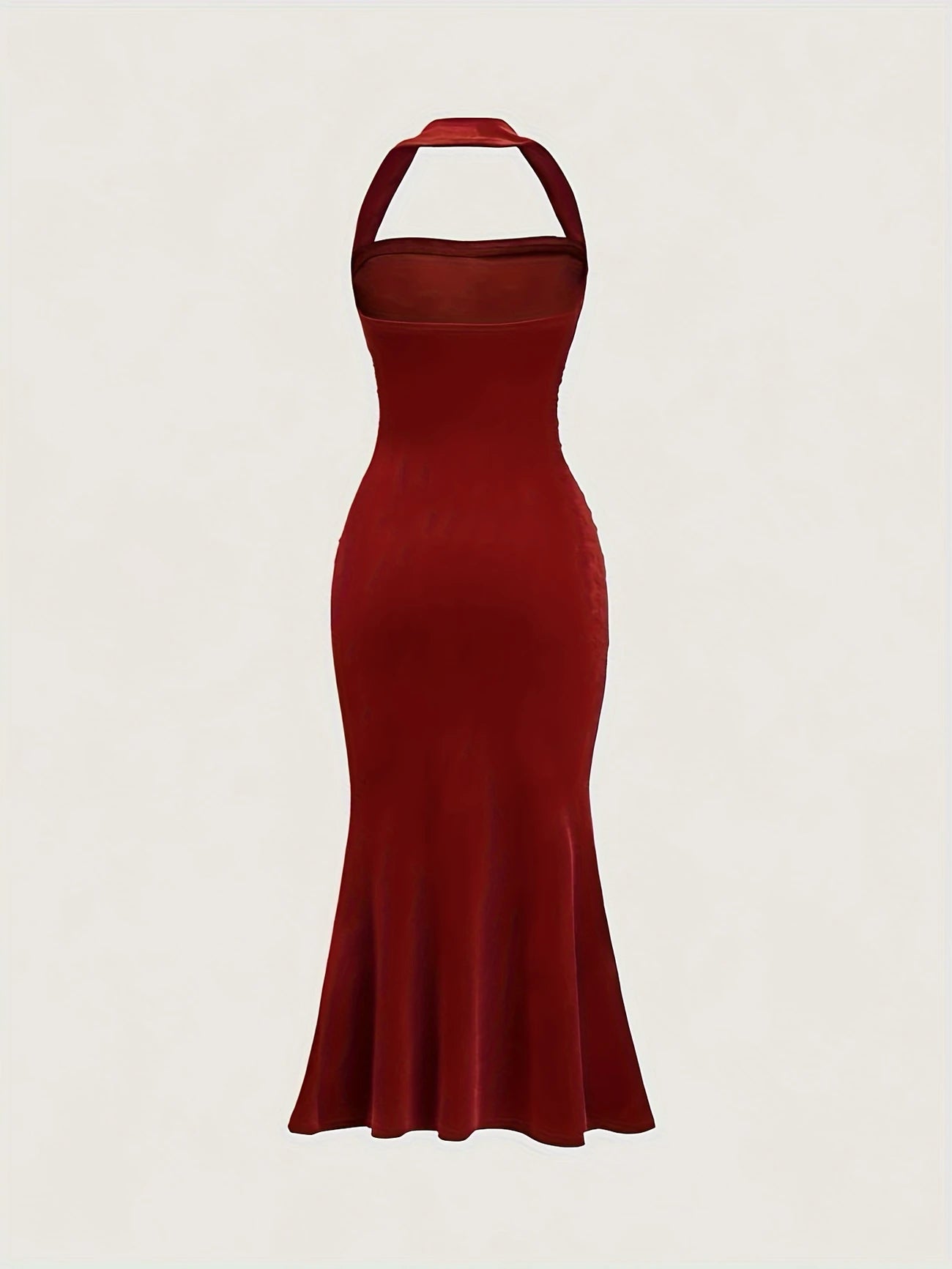 Halter Yaka Kadife Elbise