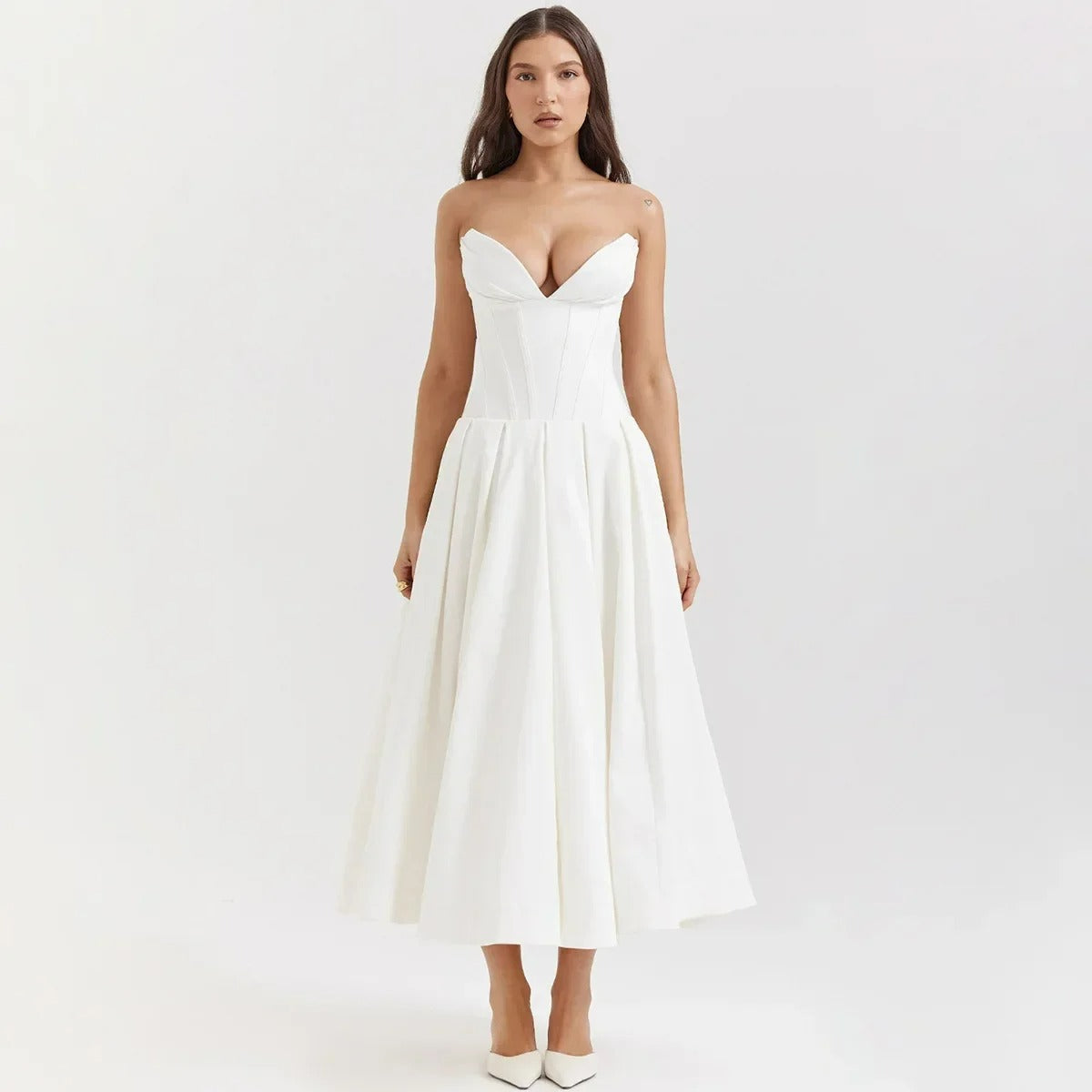 Scarlet Midi Straplez Elbise