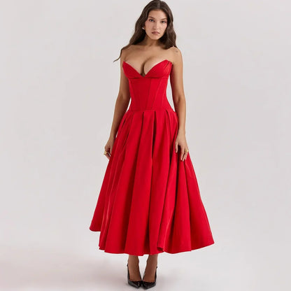Scarlet Midi Straplez Elbise