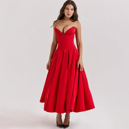 Scarlet Midi Straplez Elbise