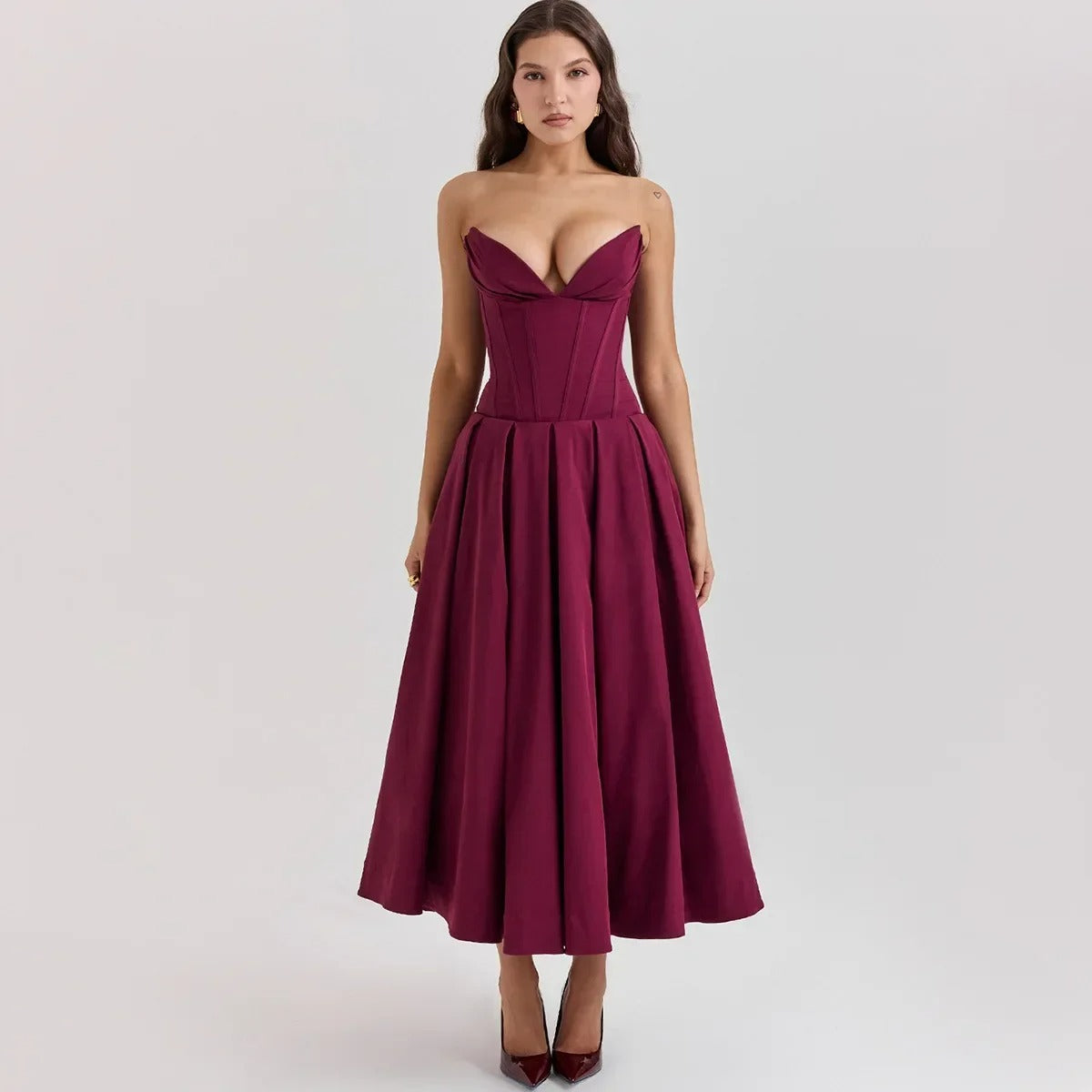 Scarlet Midi Straplez Elbise
