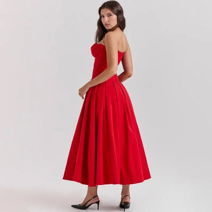 Scarlet Midi Straplez Elbise