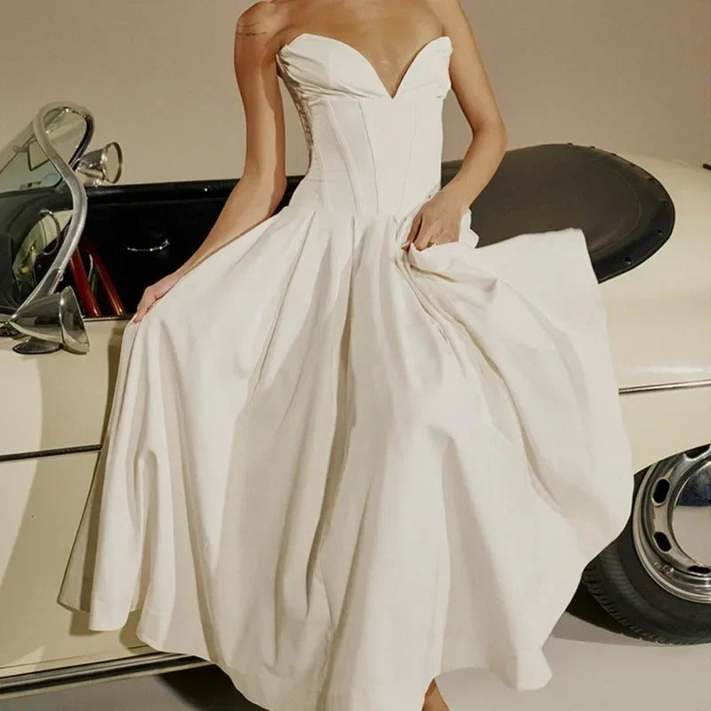 Scarlet Midi Straplez Elbise