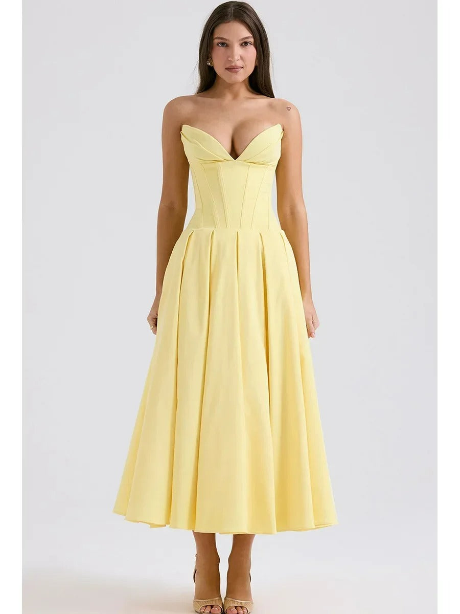 Scarlet Midi Straplez Elbise